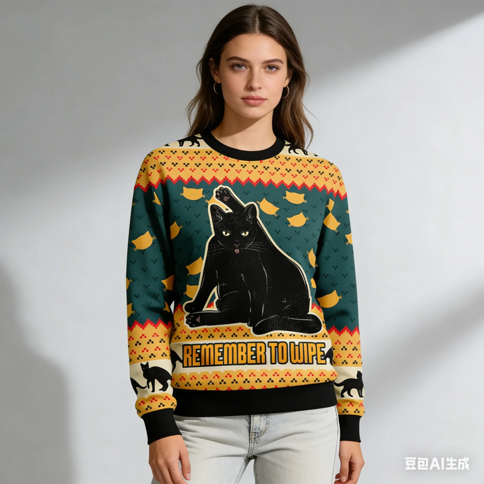 

Рождественский косплей Санта-Клаус домашнее животное аниме мультфильм винтажный зимний уродливый свитер 3D принт пуловер в стиле Харадзюку забавный с длинными рукавами