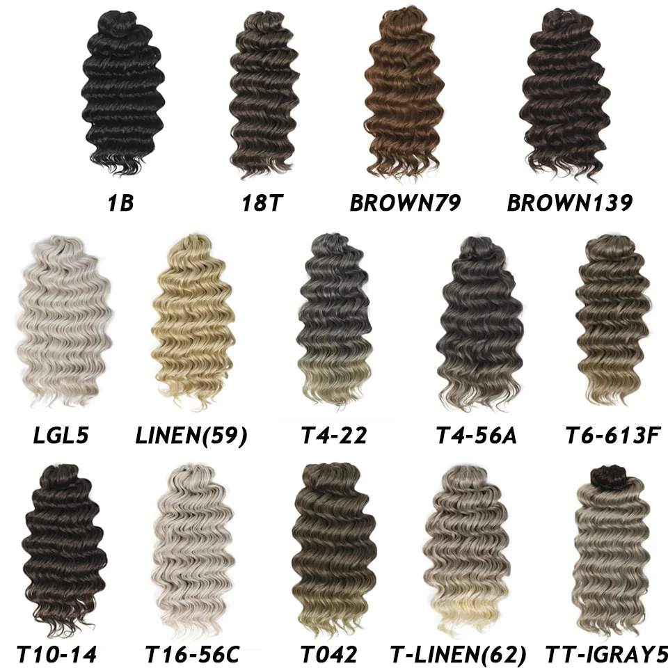 깊은 물결 웨이브 브레이드 헤어 트위스트, 합성 크로셰 헤어, 곱슬 머리 연장, 옴브레 금발 다크 브라운 브레이딩 헤어, 24 인치