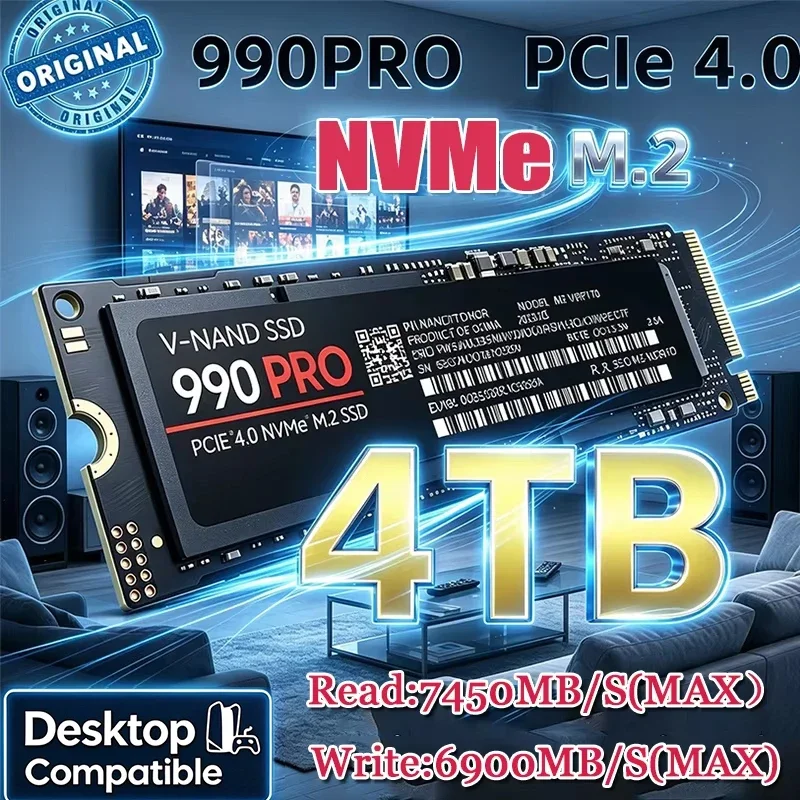 New M.2 990 PRO NVMe SSD PCIe Gen4 High Performance Internal Drive 2TB 4TB Storage Upgrade For Desktop Laptop