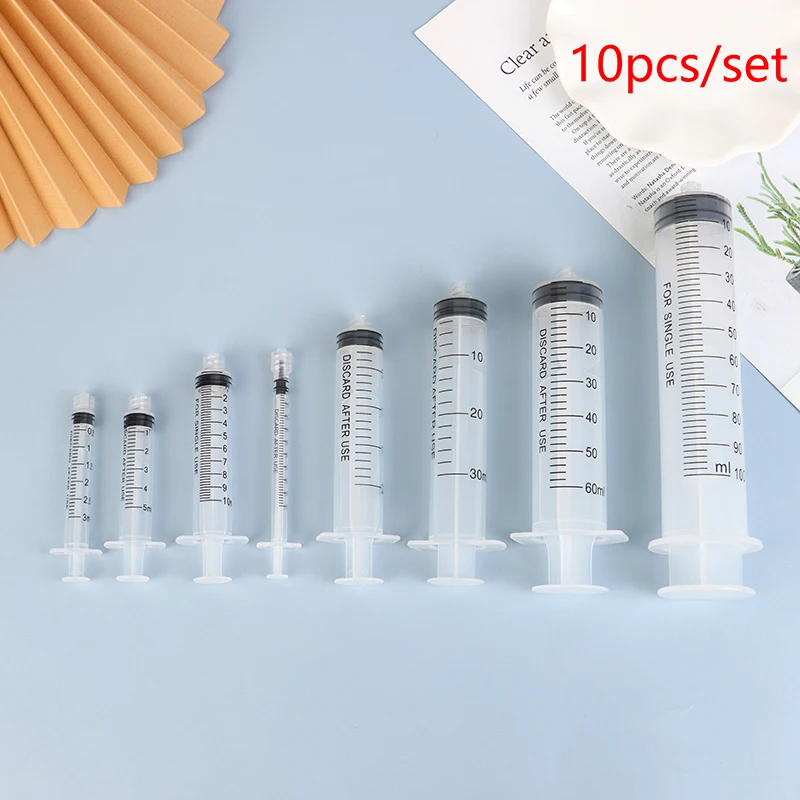 10pcs Syringes 1/2/3/5/10/20/30/5/100ml Plastic Syringe Nutrient Syringe Tools Sampler Measure Tool Parts