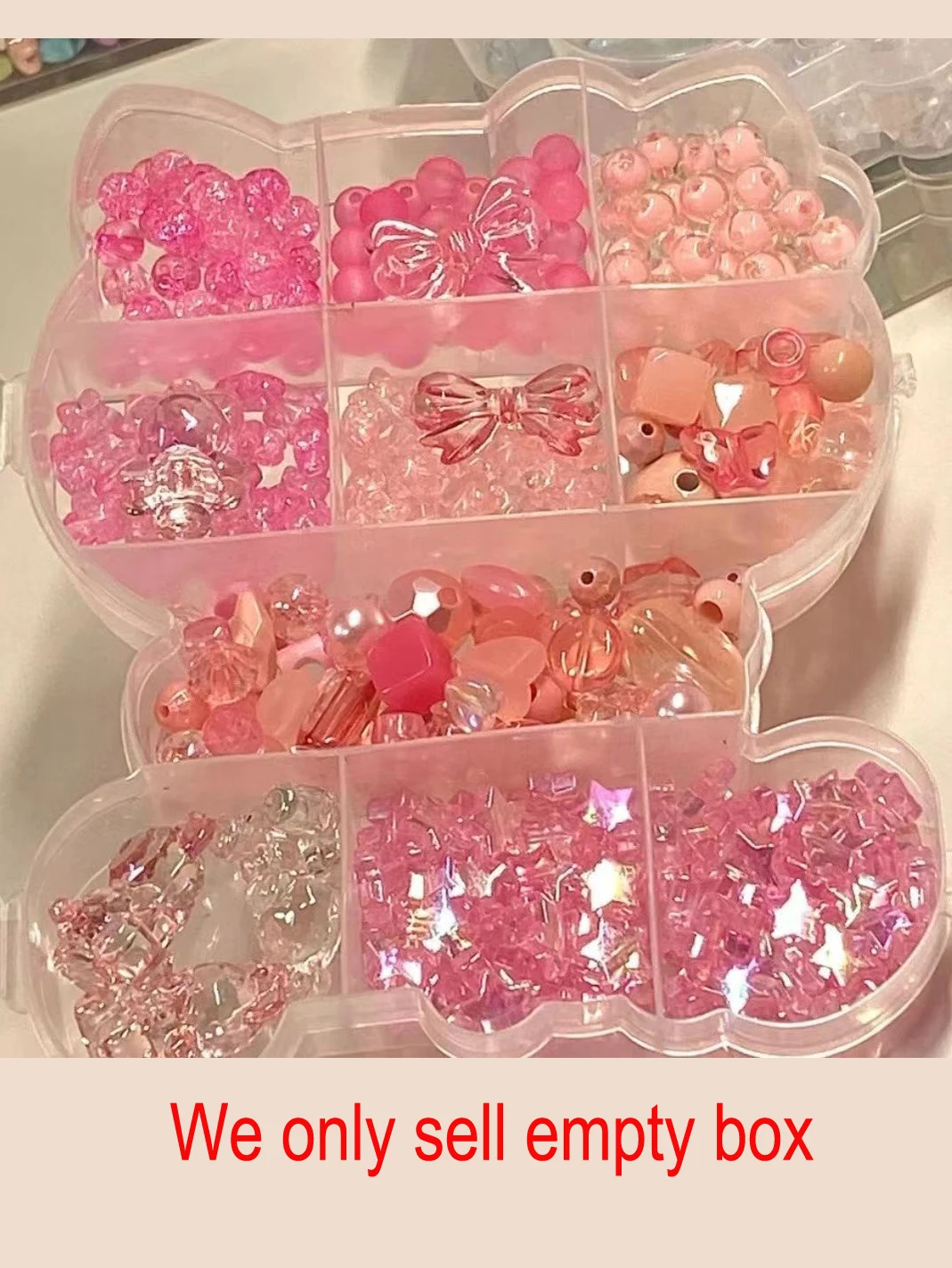 Boîte de rangement vide en forme de Hello Kitty, 1 pièce, avec poignée, chat de dessin animé, boîte à bijoux mignonne, perles à ongles, diamants, strass, étui à breloques