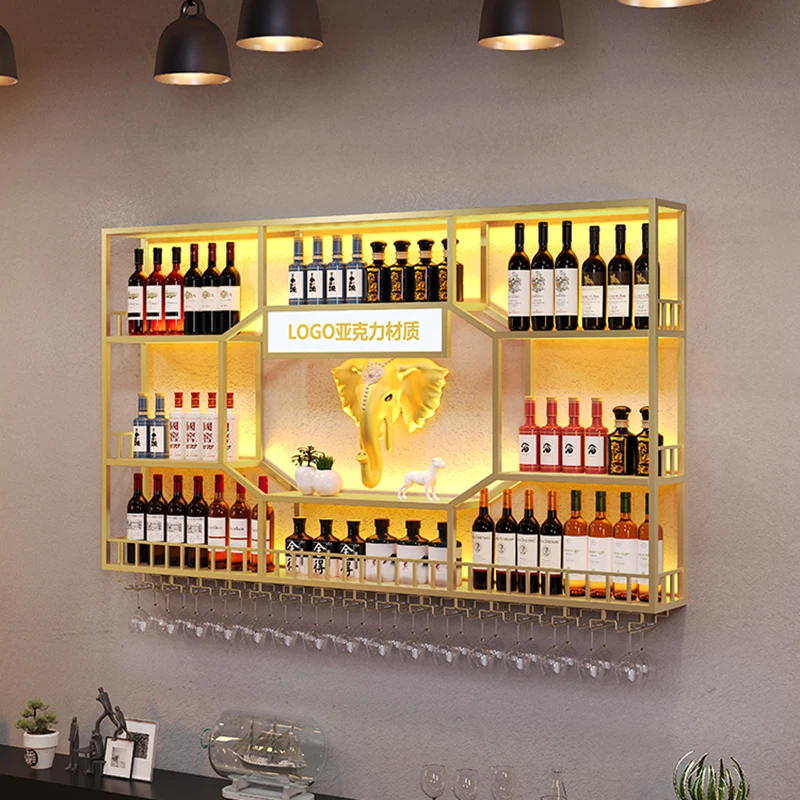 

Commercial Cocktail Bar Cabinet Wall Mounted Bottle Shelf Salon Wine Cabinets Corner Storage Mueble Para Vino Kitchen Furniture