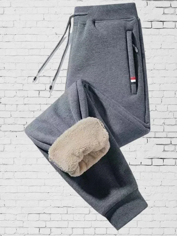 Fleece Dicken Kordelzug Gestrickte Fitness Frauen Jogginghose Dicken Reißverschluss Plüsch Einfarbig Hose Neue Warme Gerade Frau Hosen