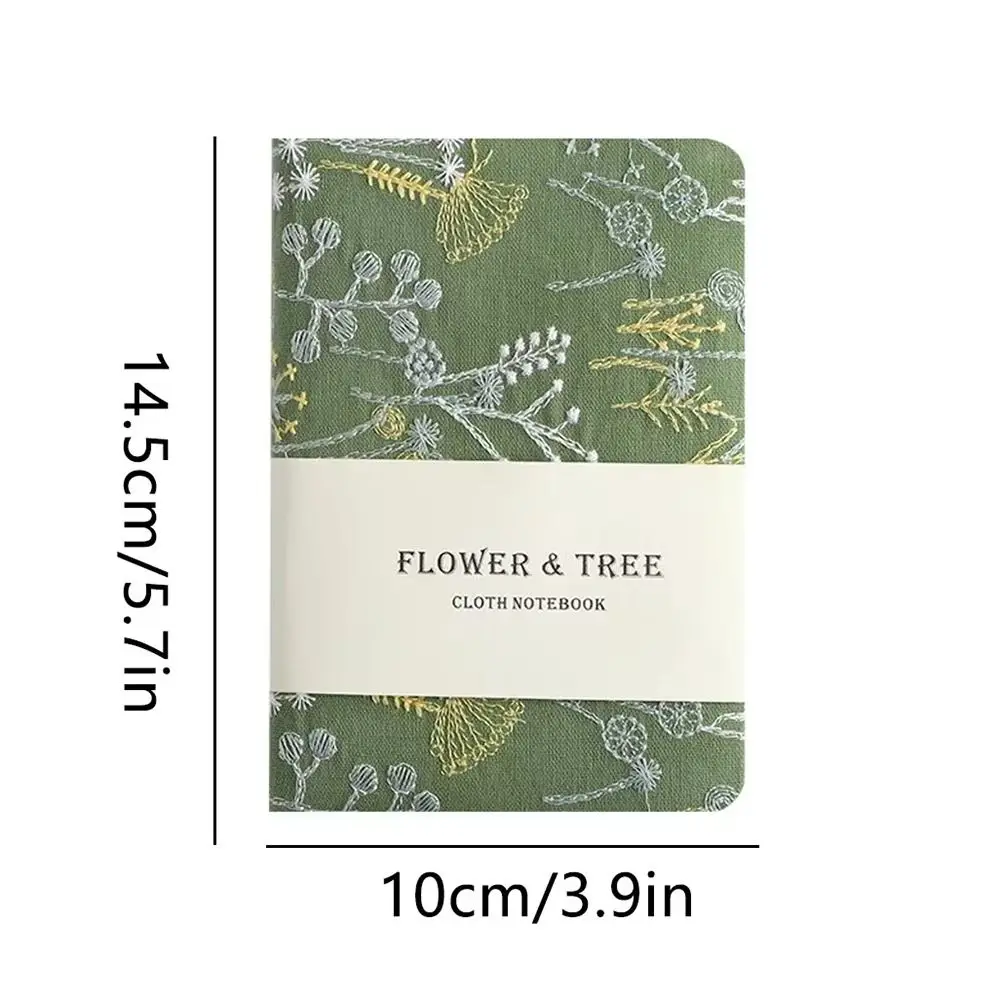 256 Pages Embroidered Pocket Notebook Ultra-Thick Fabric Cover A6 Portable Handbook Cotton Cloth Binding Multi-Purpose
