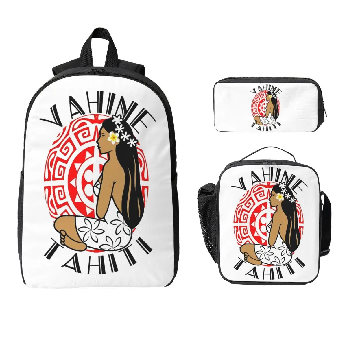 

Hinano Tahiti Backpack Boys Girls BookBag School Bag Computer Shoulder Bags 3ps Insulated Lunch Bag Pencil Case