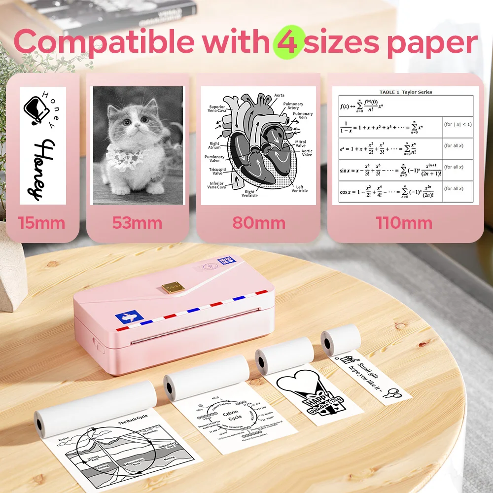 Phomemo M04AS Mini Photo Printer Wireless Bluetooth Thermal Label Maker 300dpi HD Printing for 110mm Paper Portable & Compact