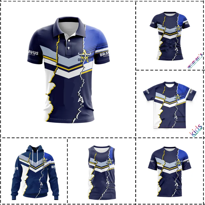 Customization North Queensland Cowboys 2024 Combine Polo T-Shirt Kids - Women's - Men's Size: S-5XL（Print Custom Name Number）