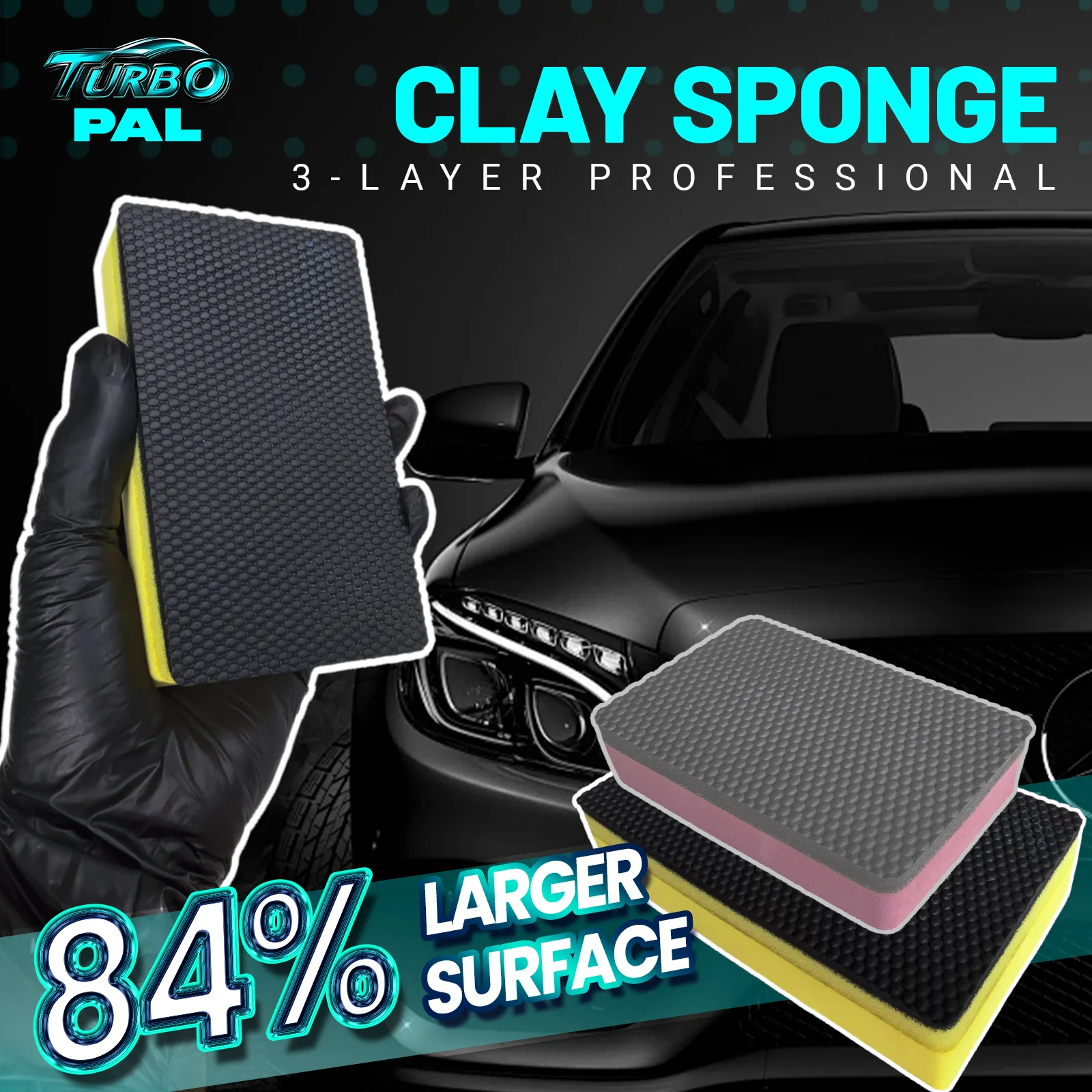 

TURBOPAL 2 шт. L-образная нано-глиняная губка, устойчивая к царапинам, удаляет встроенные загрязнения (окисливание, тормозная пыль, дерево Sap & Road Tar)