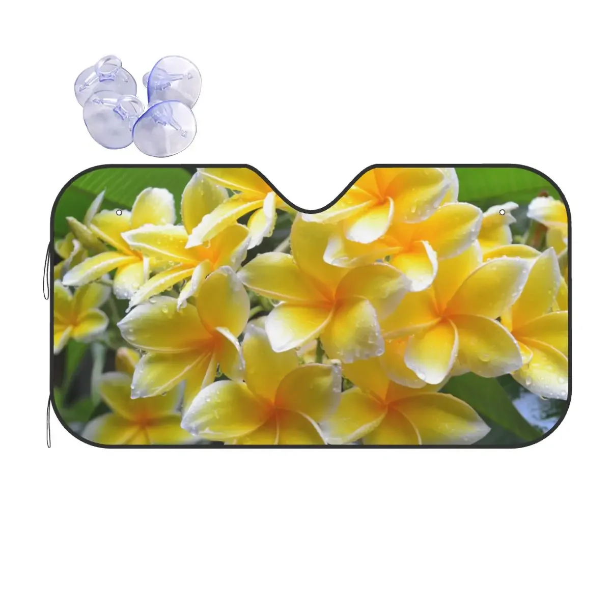 Yellow Windshield Sunshade Plumeria Flower Universal Cover Front Block Window 76x140cm Sun Visor Accessories Covers