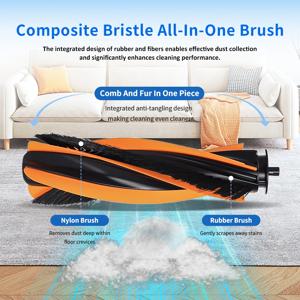 Main Brush For JONR P20 PRO/T5 Pro/For Midea V12 Pro Sweeping Robot Vacuum Cleaner Floor Cleaning Roller Brush Accessories Parts