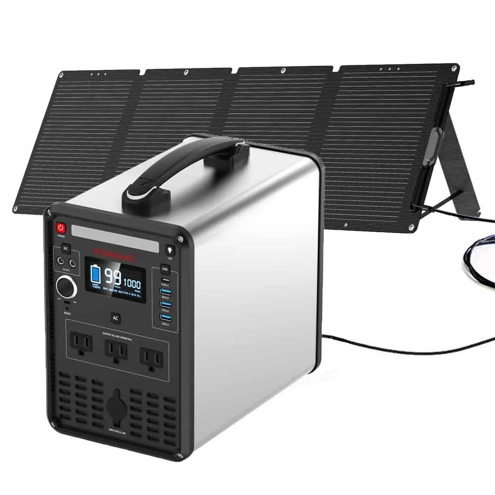 

1000W 110V 220V Portable Power Station With Solar Panel For Emergency Outdoor Camping Travel Lithium Battery Power Supply