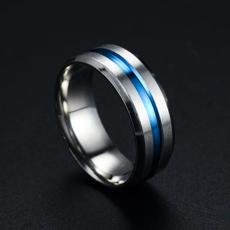 8MM Black Titanium Ring for Men Boys Simple Stainless steel Rings Trendy Rainbow Groove Rings Jewelry Accessories Gifts - Image 10