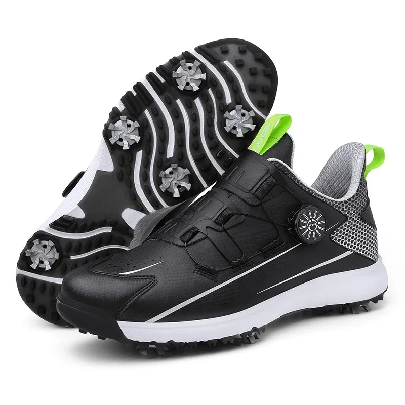 

Professional Golf Shoes for Men Women Quick Lacing Unisex Black White Golf Spikeless Training Sneakers for Men Women