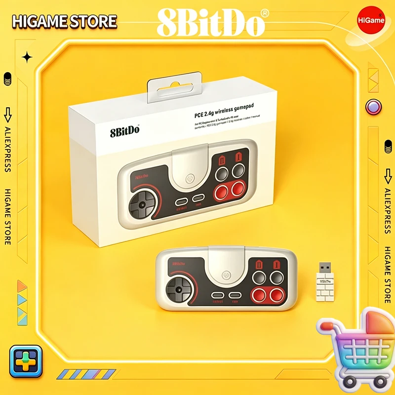 Controle Sem Fio 8BitDo para PC Engine Mini, PC Engine CoreGrafx Mini e Nintendo Switch