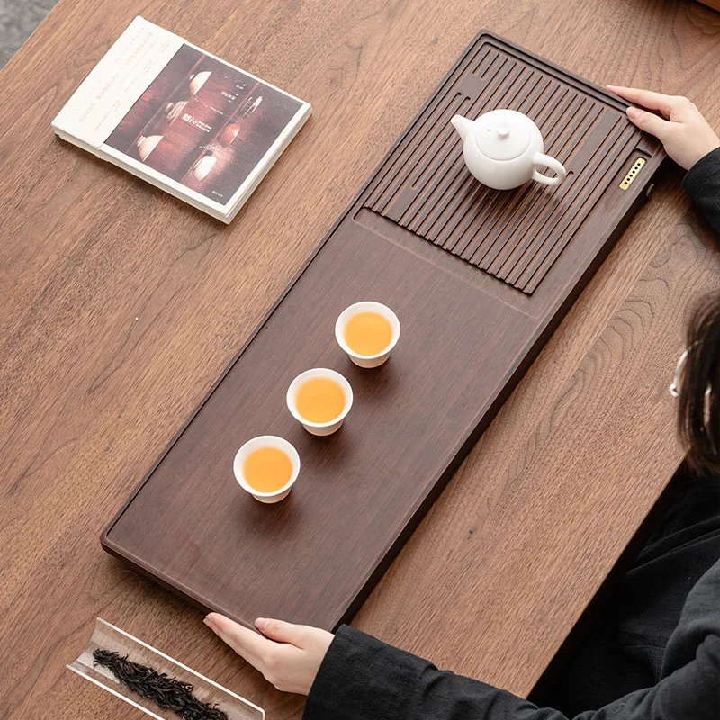 Tanzhu Yunzhu Tea Tray Household Office Whole Block Simple Tea Set Tea Sea Drainage Small Bamboo Tea Table Tray