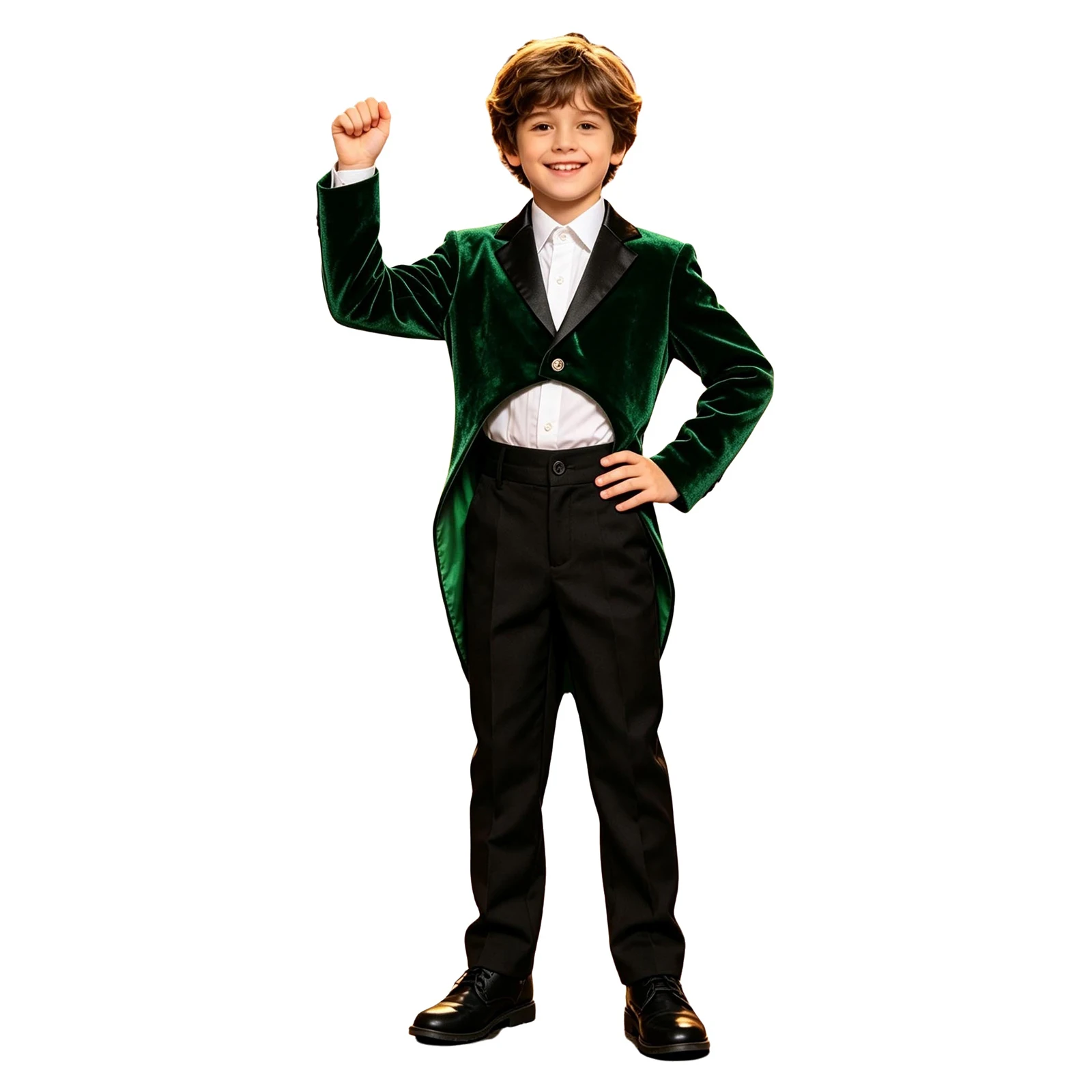 Boys Formal Dress Blazers Gentleman Velvet Tailcoat Kids Tuxedo Children's One Button Suit Jacket Outerwear for Weddding Party