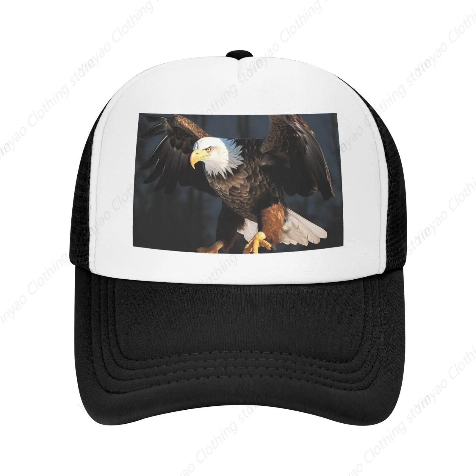 Classic Sun Shading Dad Hat Adjustable Baseball Cap For Men And Women Bald Eagle Print Mesh Breathable Golf Truck Cap