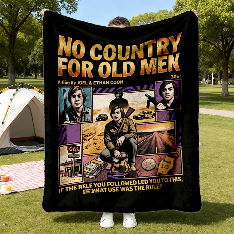 No Country for Old Graphic Warm Blanket, Coen Brothers Film Soft Blanket, Anton Chigurh Comfy Blanket