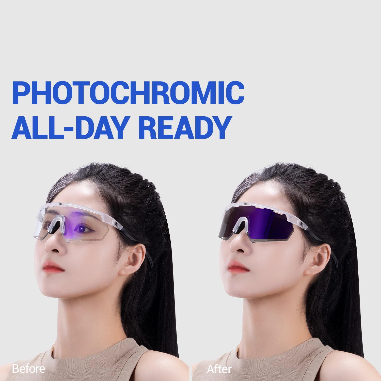 Kapvoe Carbon Fiber Photochromic Running Sunglasses Bicycle Glasses MTB Bike UV400 Driving Outdoors Running Men Women Eyewear