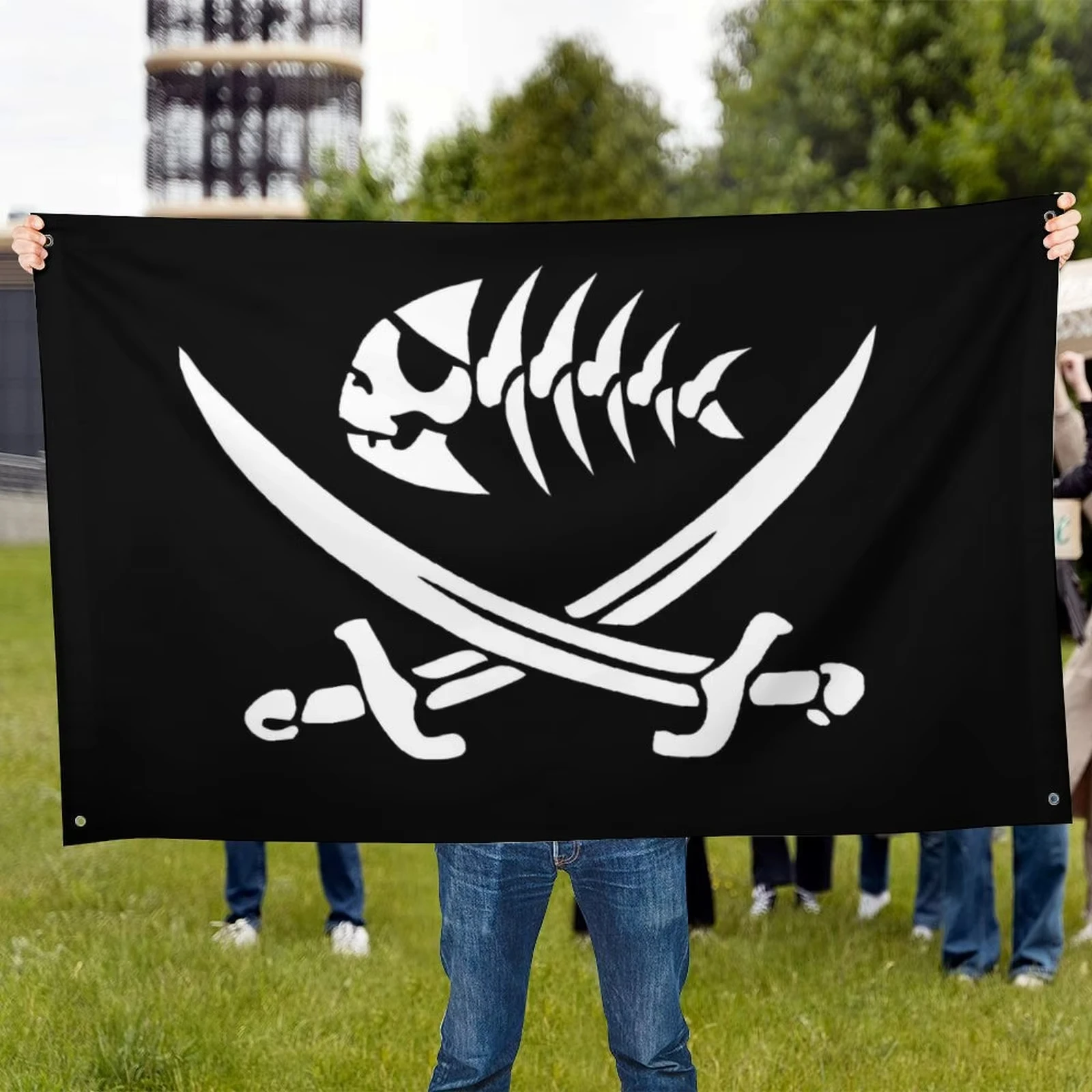 

Flag Pirate Fish and Sabre Banner Outdoor Decoration Home Furnishings Bedroom Interesting Flag Tapestry Hair Salon Decoration