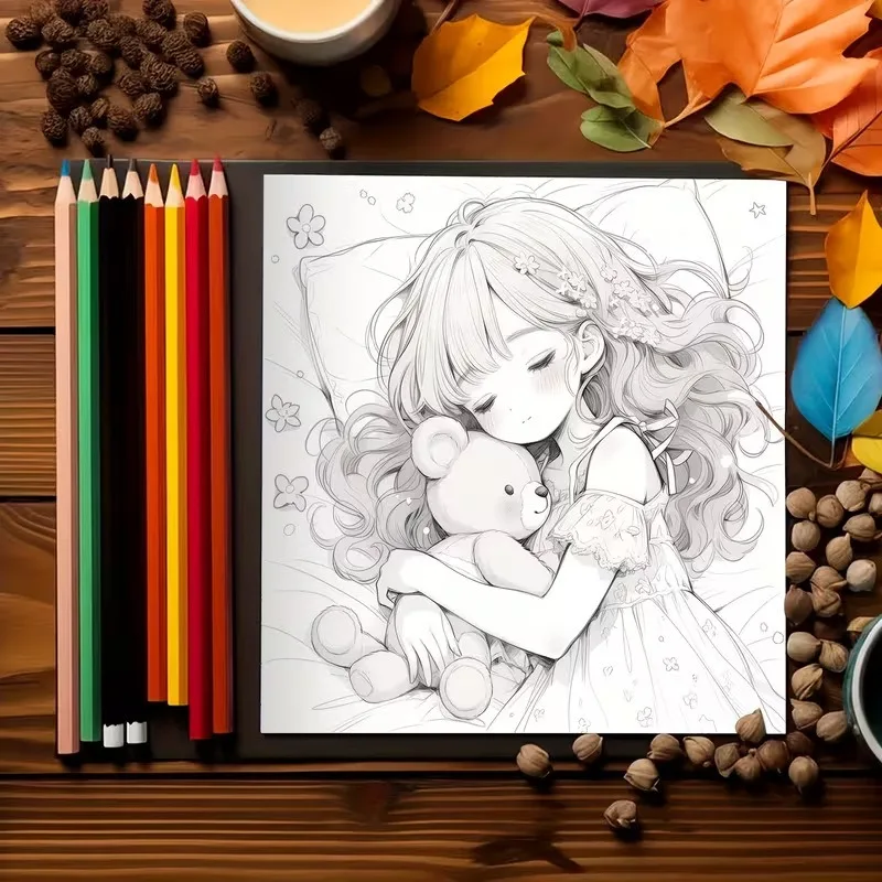 Anime Girl Coloring Book Graffiti Painting Book Coloring Notebook Drawing Pad Art Creation Activity Book for Kids Teenagers