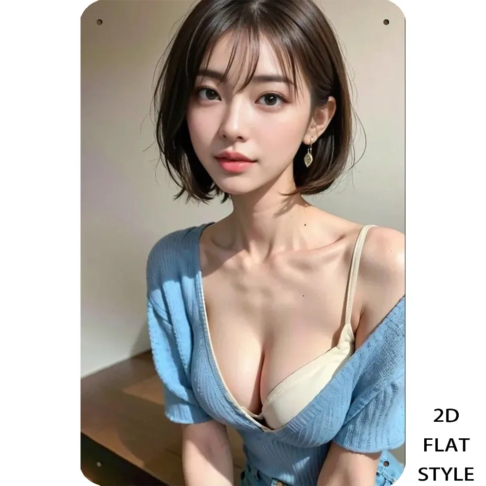 Vintage Bikini Girl Metall-Wandkunst, Deko-Schild für Zuhause, Bar oder Café