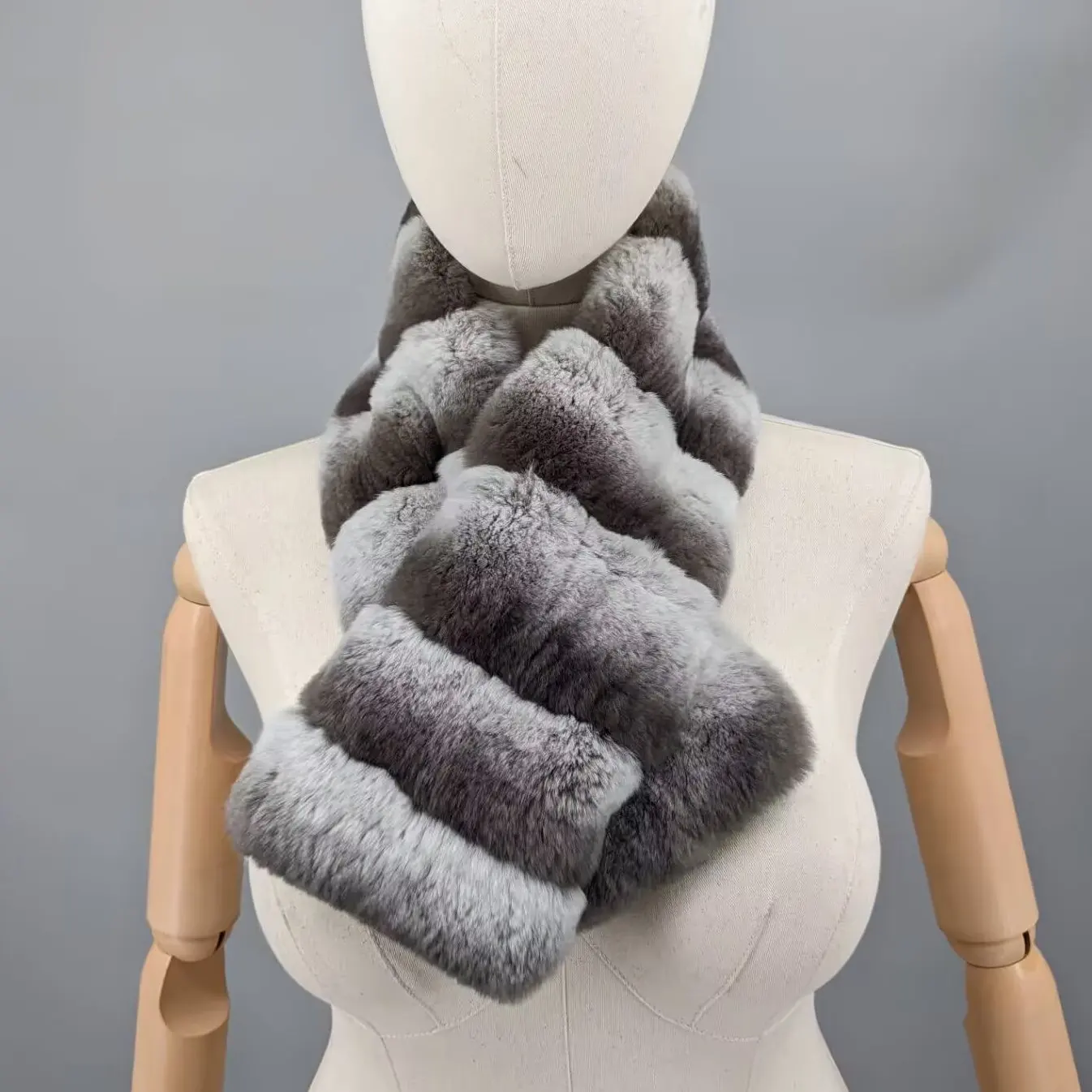 women-chinchilla-tone-striped-short-real-rex-rabbit-fur-grey-scarf-plush-soft-luxury-warm-winter-fur-neck-wrap-24a0348