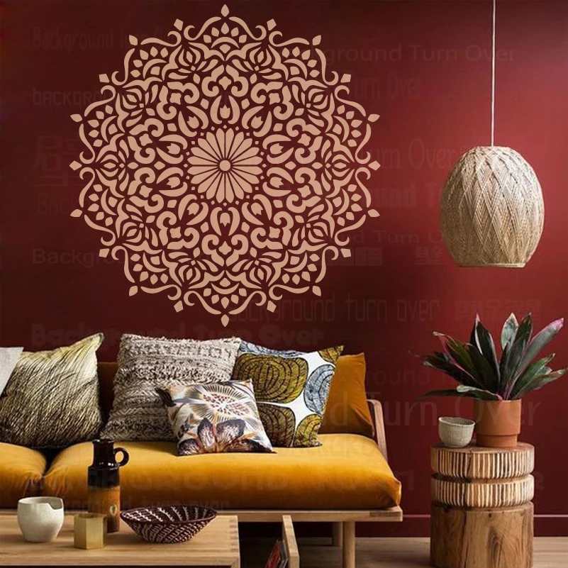 40cm - 80cm Wall Stencil For Painting Template To Paint Decor Furniture Makers Putty Extra Mandala Round Flower Lotus S302