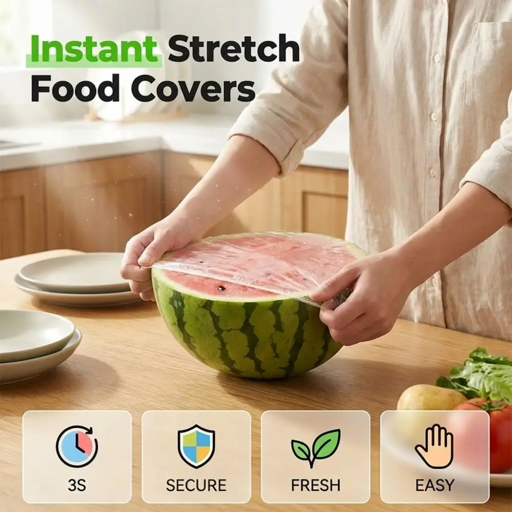 100pcs Disposable Stretch Food Covers for Bowls and Plates