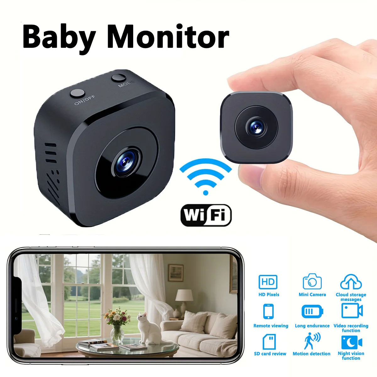1080P HD 미니 WiFi 카메라 실내 안전 보안 감시 베이비 모니터 나이트 비전 캠코더 IP 캠 오디오 비디오 레코더