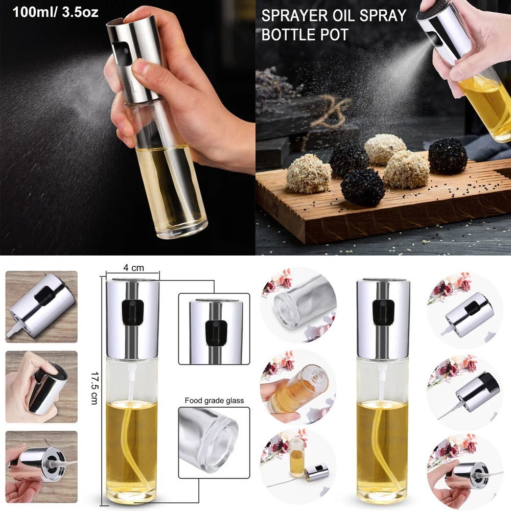 

Oil BottlesOlive Oil Sprayer 100ml Glass Bottle for Cooking Kitchen Vinegar Dispenser Spray Bottle for BBQ Healthy Oil Mister