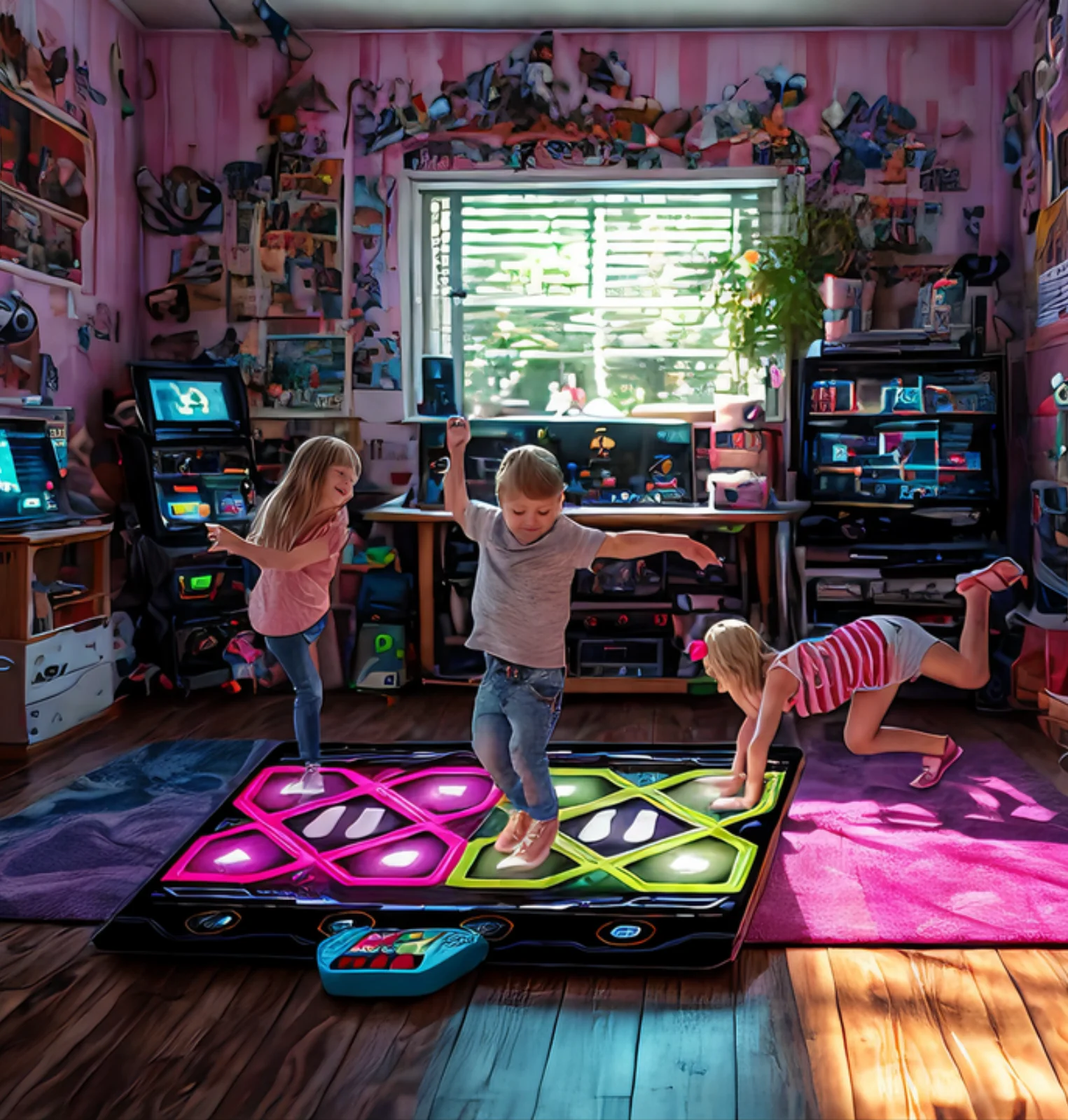 RUNJIAER 2-Player Kids Dance Mat Ages 3-12, Electronic Dance Pad for Girls & Boys, Perfect Family Dance Toy Gift for Birthday
