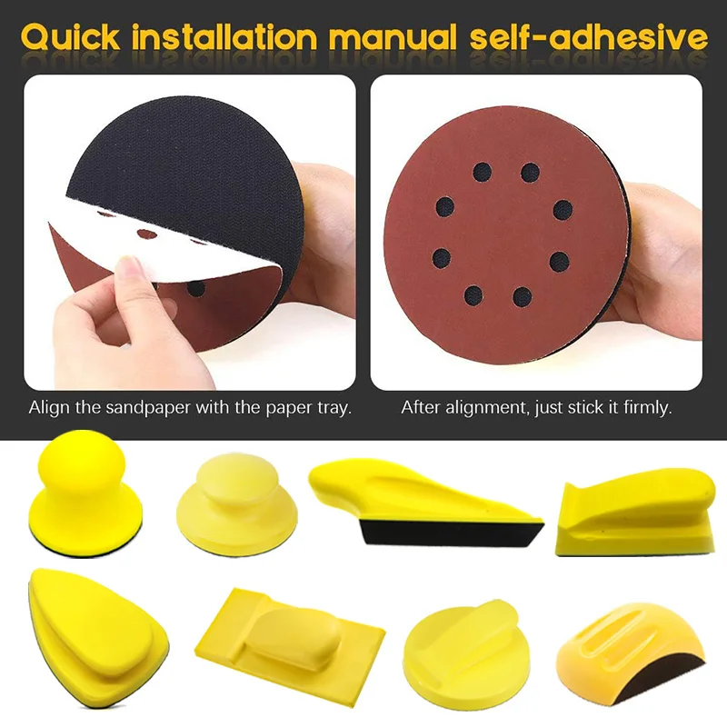 Hook Loop Sanding Block Sanding Disc Holder Sand Paper Backing Sander Hand Grinding Block Polishing Pad Quick Change Woodworking