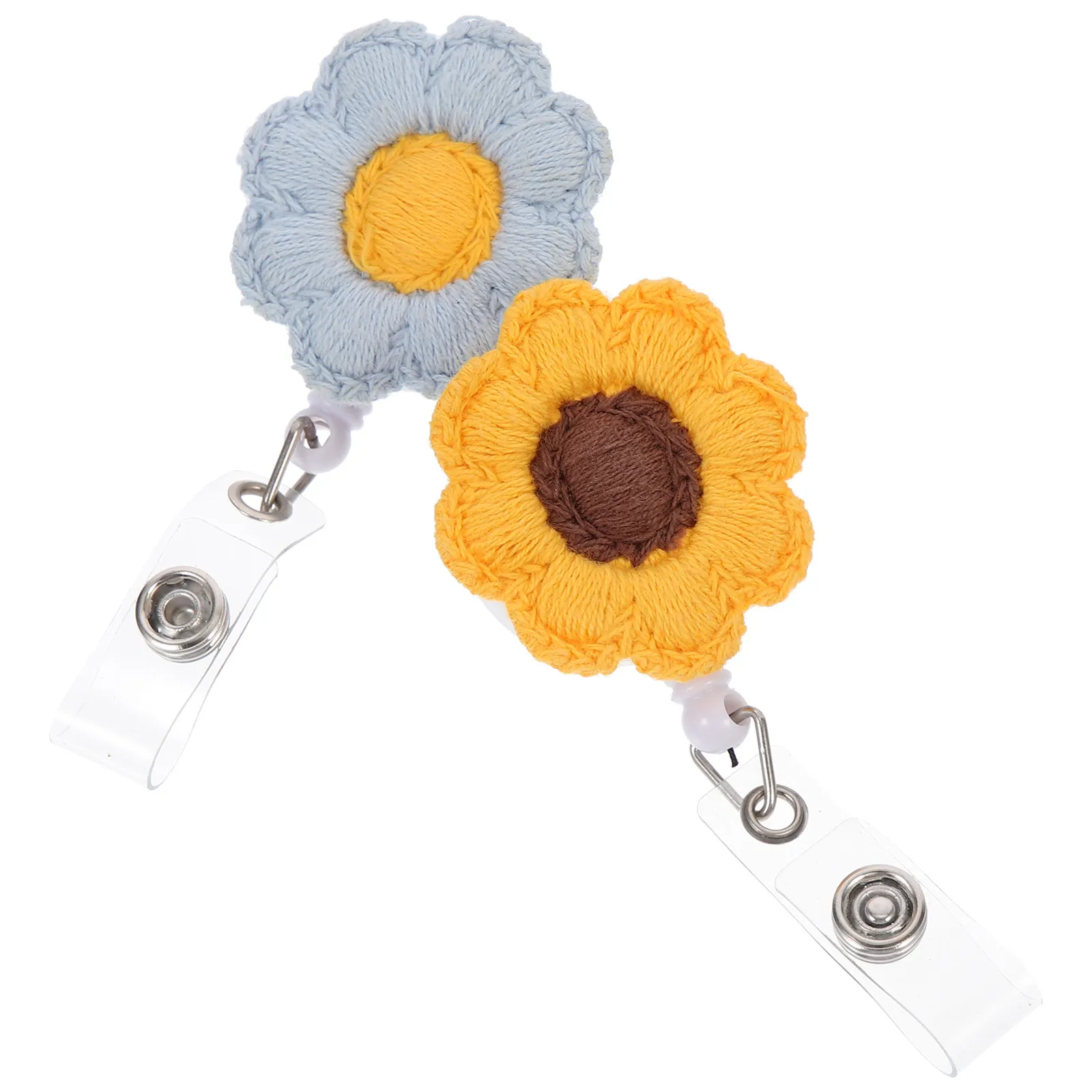 2Pcs Reel Badge Holder For Teacher Id Badge Nurse Sunflower Style Retractable Strong Key Teachers Nurses Security