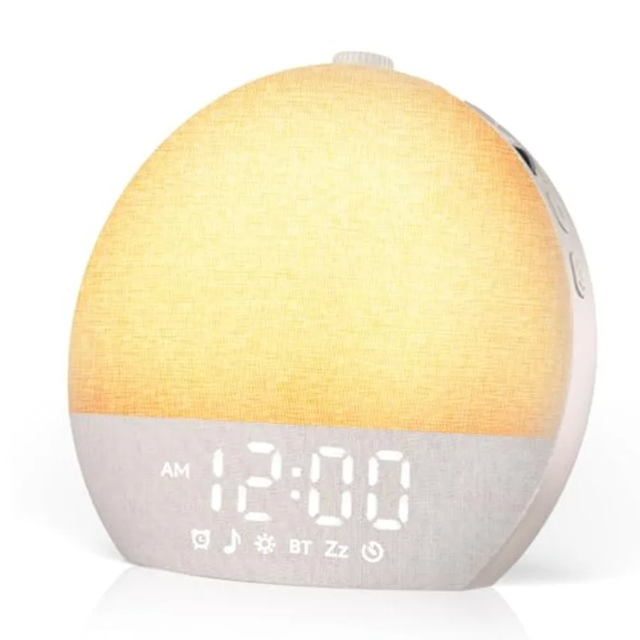 

Sunrise Alarm Clock Noise Sound Machine for Bedroom Natural Wake-Up Light with 30 Soothing Sleep Aids, Bluetooth Speaker, Dimma