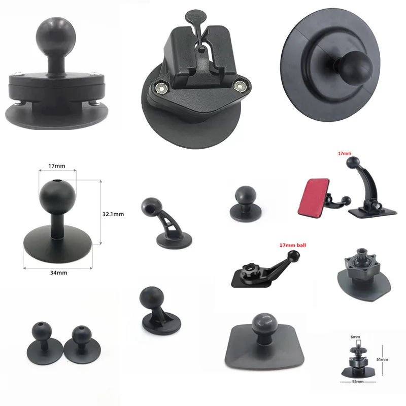 Ball Head Mount Car Dashboard Suction Cup Round Plate with Adhesive Tape for Ram Mounts for Gopro GPS Camera Smartphones