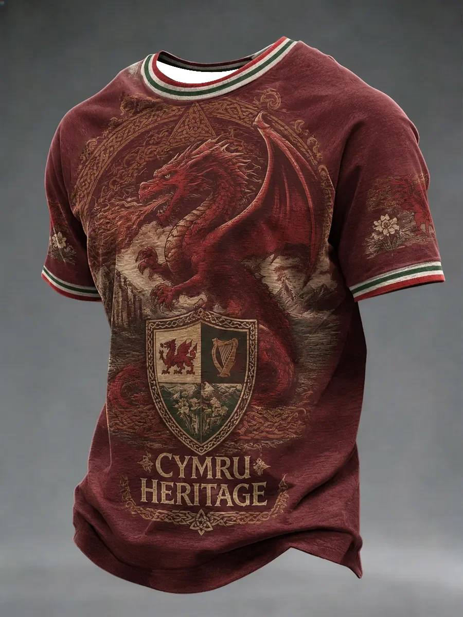 2027 Summer Men's Welsh Football Training Shirt 3D Printed Embroidery Breathable Quick-Drying Family Version T-Shirt Top Kids