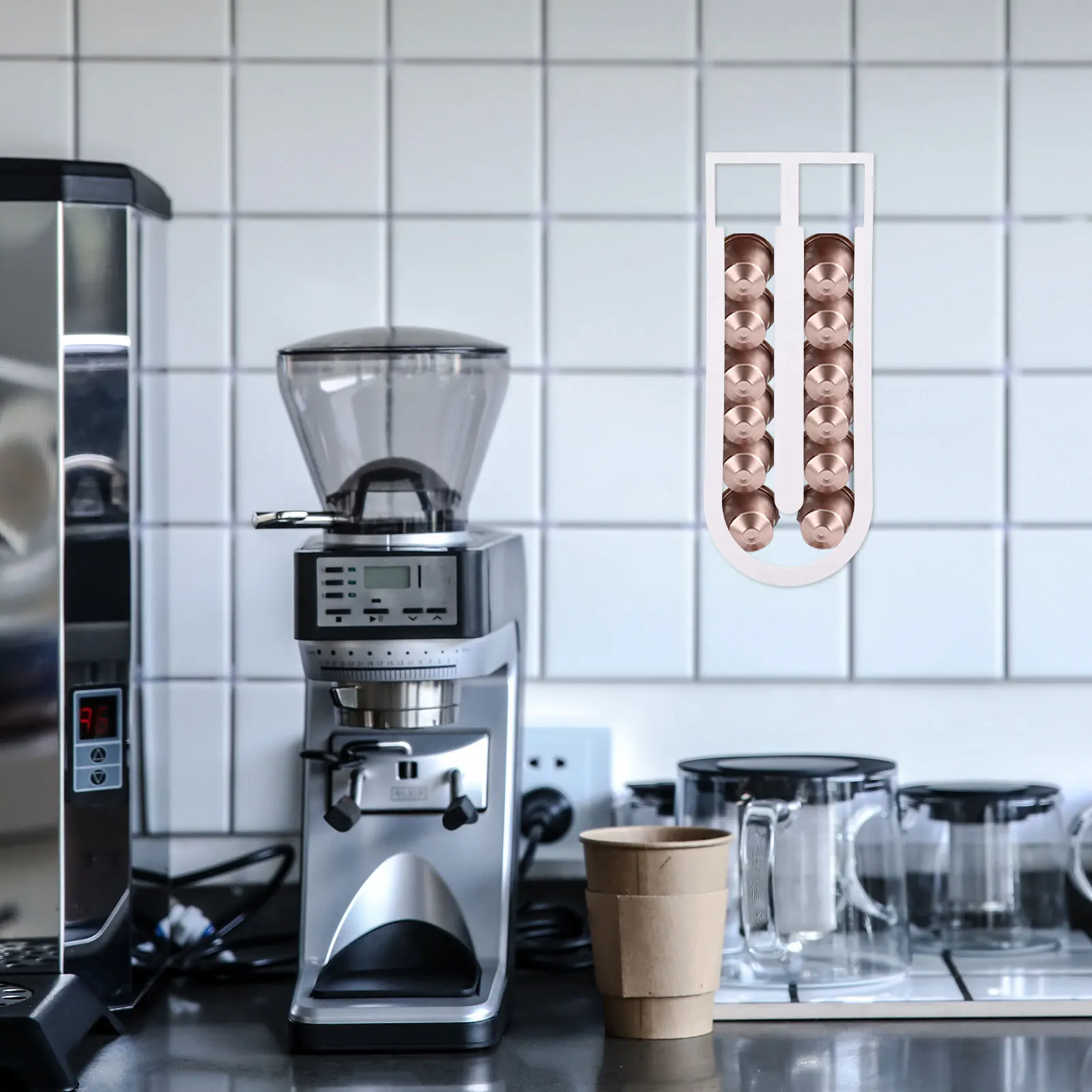 

Coffee Capsules Rack White Storage Nail free PP Home Kitchen Counter Pod Holder Space saving Solution Multifunctional Container