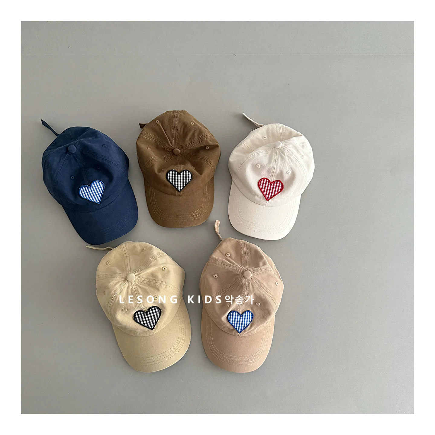 Children's Hats Korean Checkered Love Duckbill Hat Korea 2026 Autumn Casual Versatile Soft Top Sun Hat Trend for Boys Girls