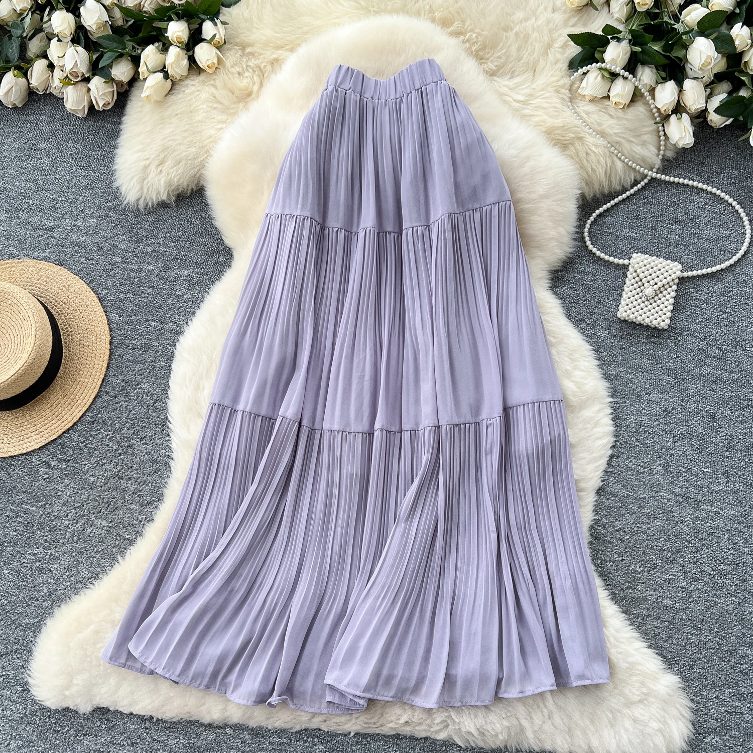 Donne Chic Nozioni di base eleganti A-line a vita alta Moda Vintage Wrap fairycore Gonna da spiaggia Abbigliamento primavera estate