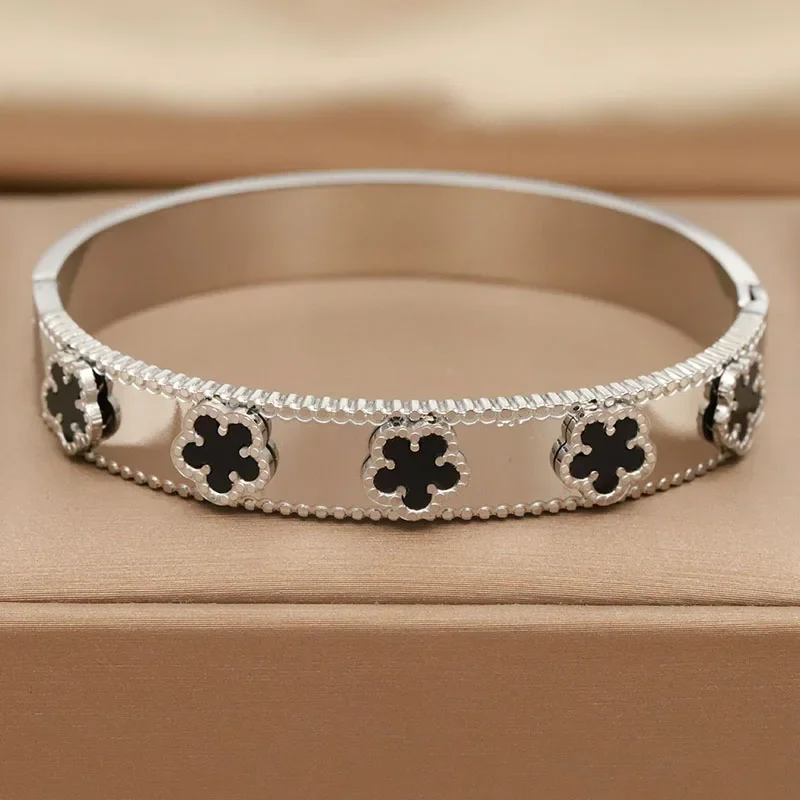 New Sight Stainless Steel Crystal Eyes Bangles&bracelets for Women Fashion Brand Jewelry Flower Leopard Bangle Party Accessories image 3