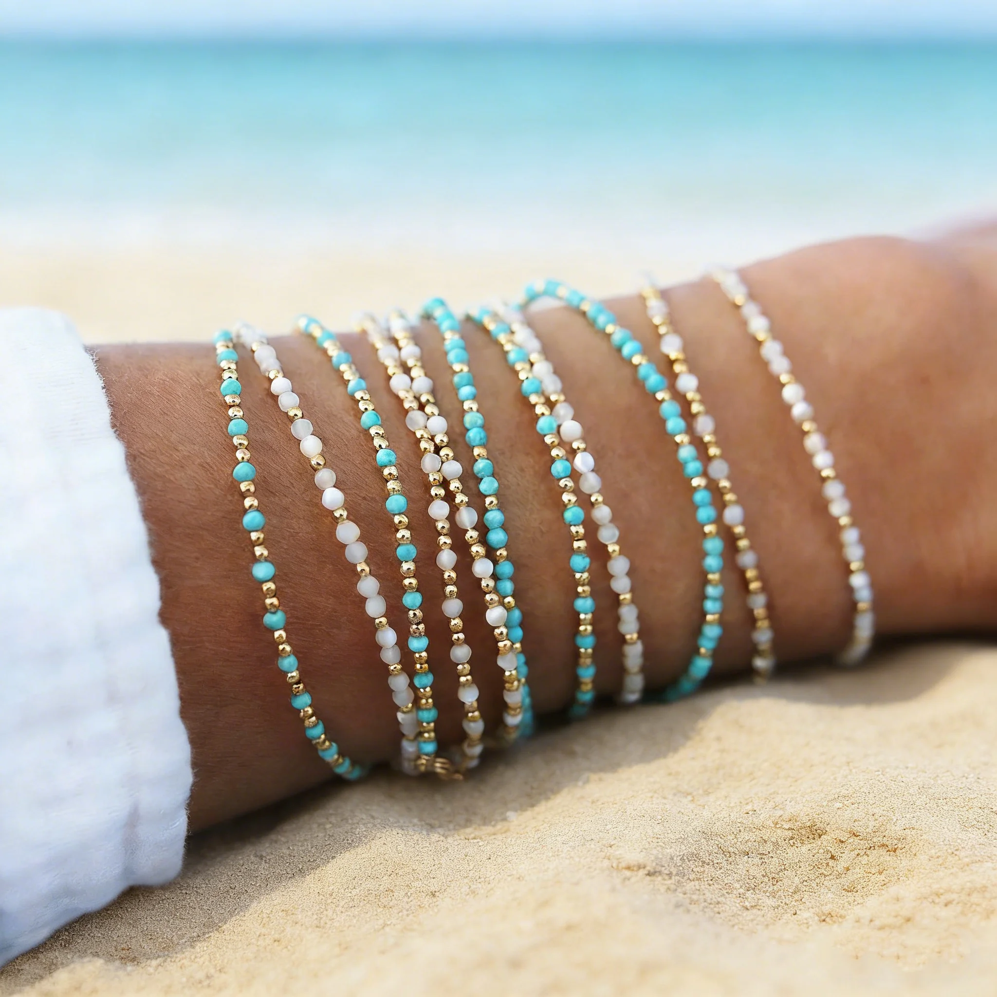 CCGOOD Boho Beach Bracelets for Women Summer Natural Stone Bead Jewelry Stackable Gift Surf Pulseras