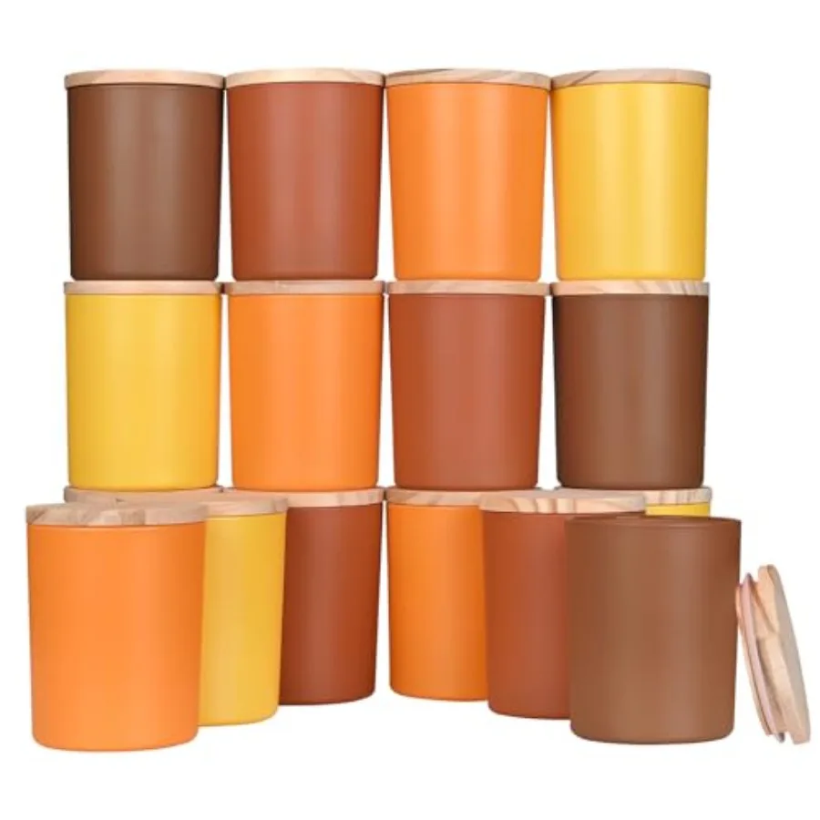 

Thick Candle Jars for Making Candles 16 Pcs 7 OZ Empty Jars with Wood Lids for Candle Making Sample Container