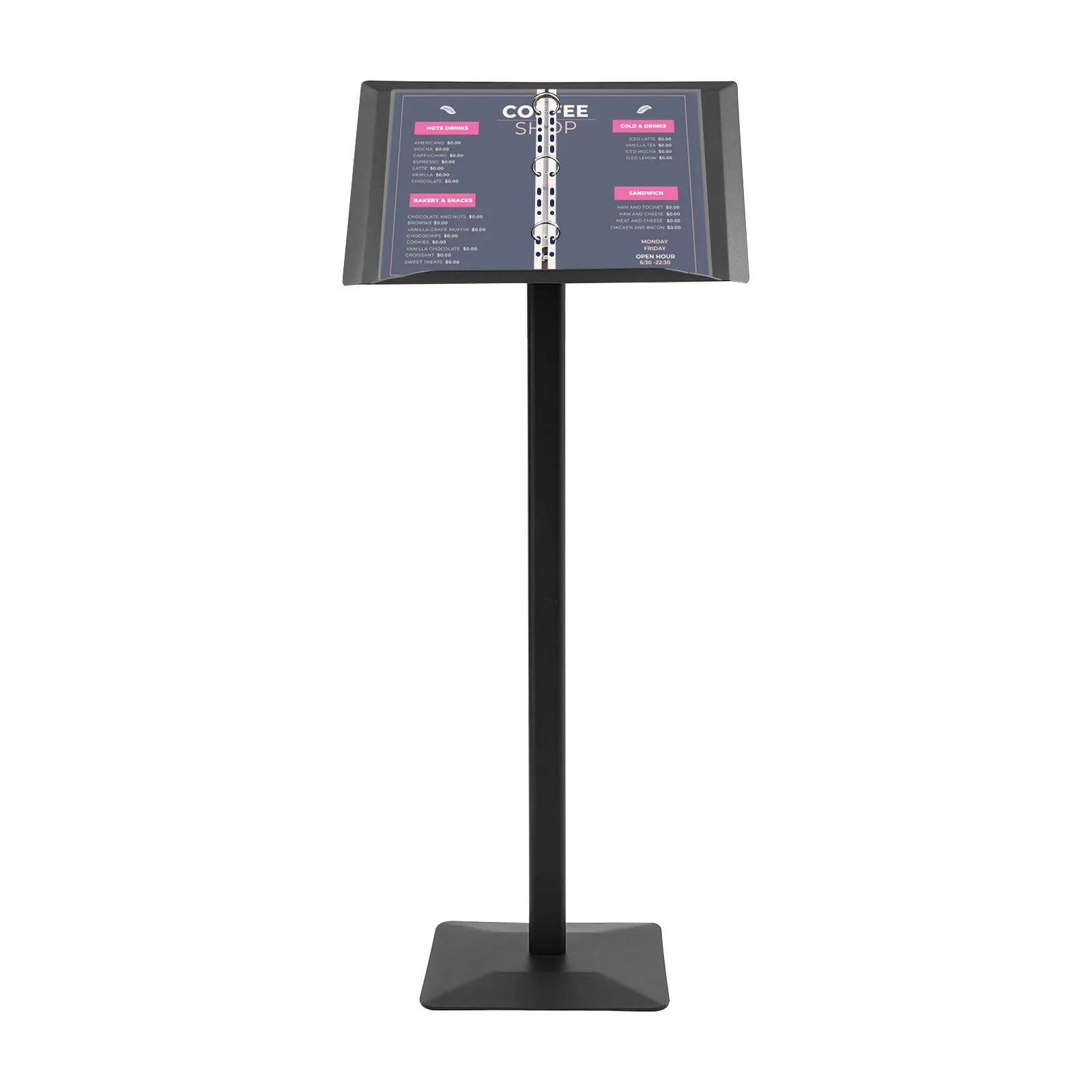 

19.09*13.78in Stable Floor Standing Menu Stand Iron Menu Stand with Matte Surface coffee shops flower shops offices