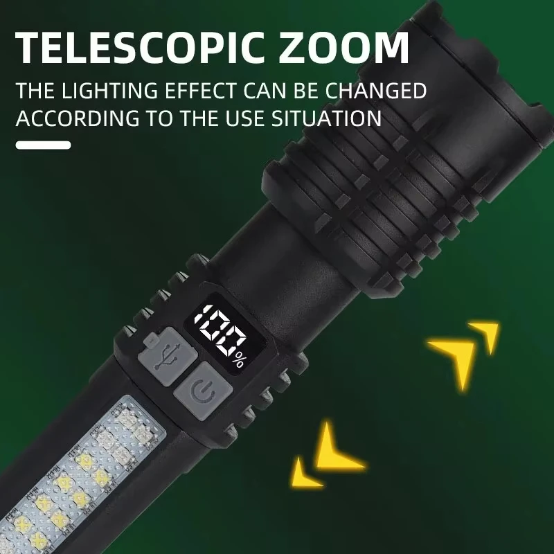Powerful LED Flashlight Super Bright Rechargeable Portable Ultra Power Torch Lamp Outdoor Emergency Camping Lantern
