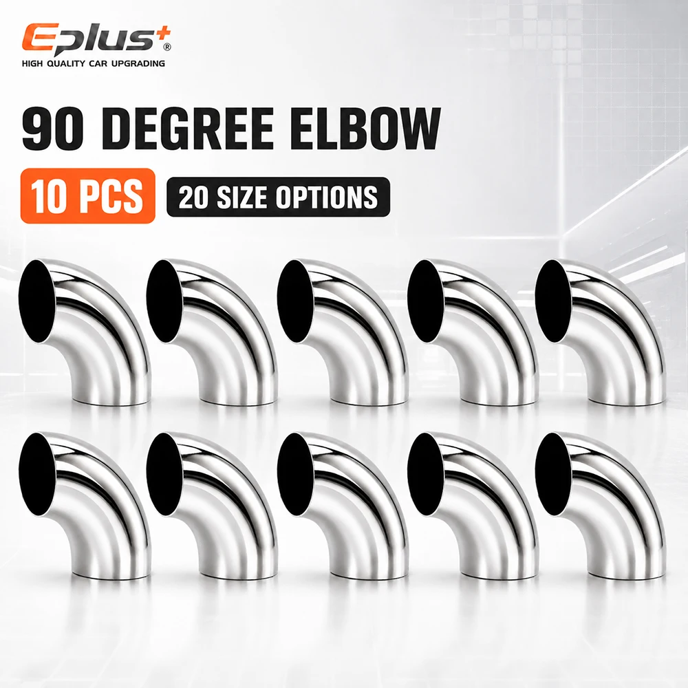 10PCS Stainless Steel Universal 90 Degree Elbow Pipe Polished Weld‑On Pipe Fitting Bend Tube for Car Exhaust Industrial Pipeline