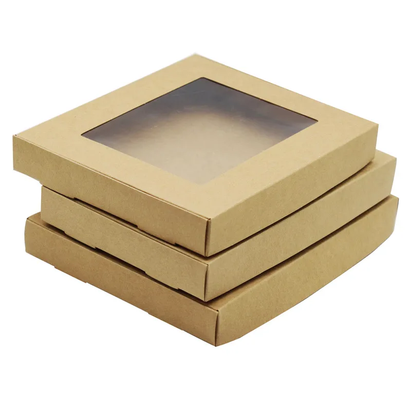 50 pcs of soap box kraft paper gift box packaging, with transparent PVC window candy, suitable for arts&krafts display kraft pap