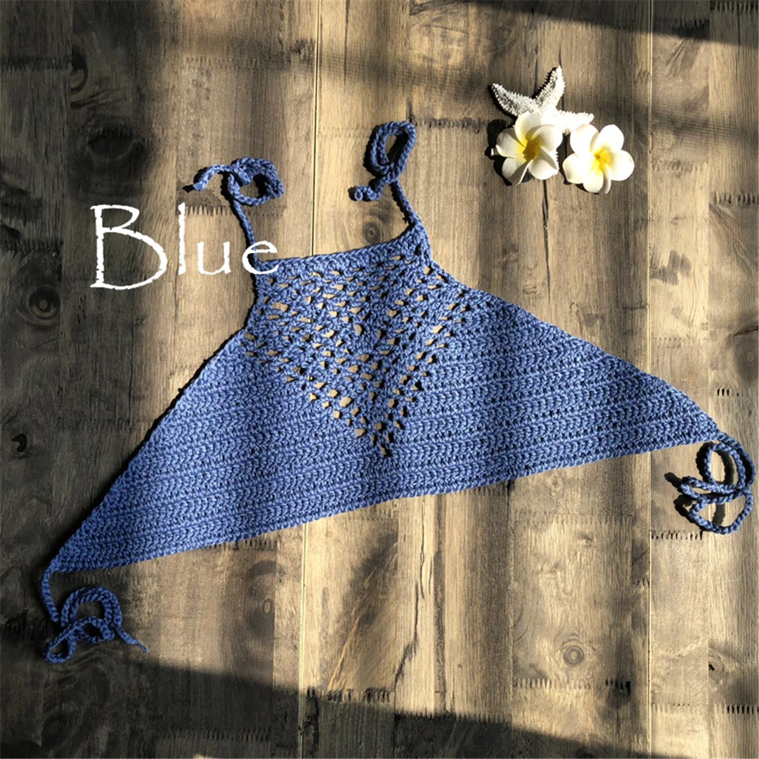 6 Farben Häkel-Strick-Bikini-Oberteil mit Neckholder, Damen-Badeanzug, Badebekleidung, Badeoberteil, Badeanzug, ausgeschnittenes Strand-Oberteil V4192 – Detail 15