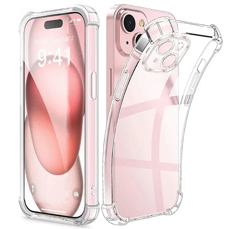 Stoßfeste Silikon-Handyhülle für iPhone 11 12 13 14 15 Pro Max Mini mit Linsenschutz Rückseite für iPhone X XS XR 7 8 6
