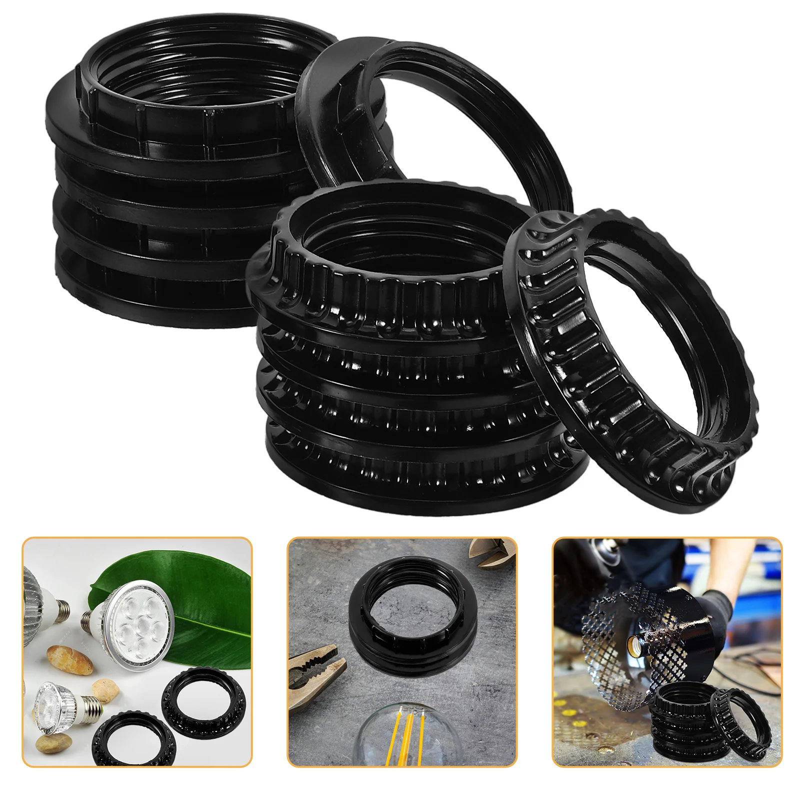 

20Pcs Bakelite Outer Ring Lamp Shade Adapter Sturdy Plastic Light Fixture Collar Ring for Easy Installation Decorative Pendant